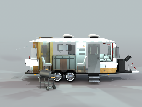 Trailer mobiliado 3D Model
