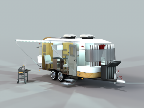 Trailer mobiliado 3D Model