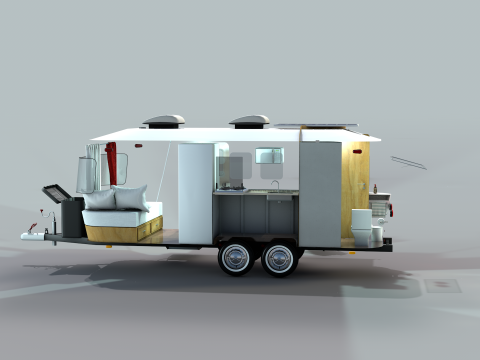 Trailer mobiliado 3D Model