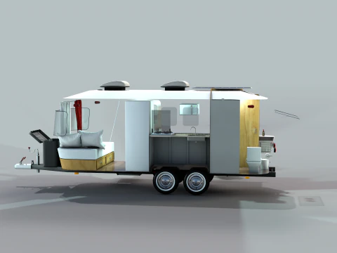 Trailer mobiliado 3D Model