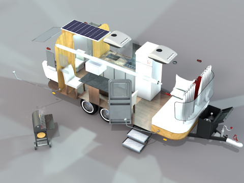 Trailer mobiliado 3D Model