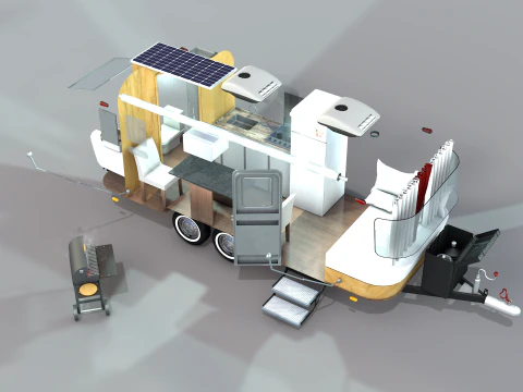 Trailer mobiliado 3D Model