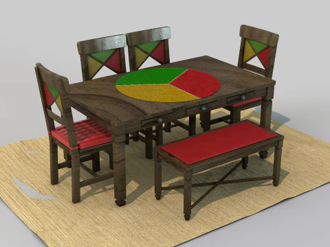 Mesa de jantar r&uacute;stica alegro Modelo 3D