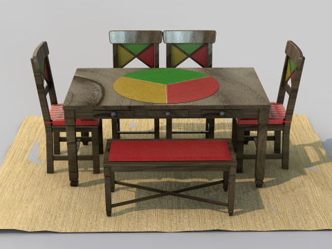 Rustic Dining Table alegro Modelo 3D