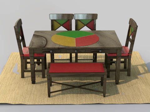 Rustic Dining Table alegro 3D Model
