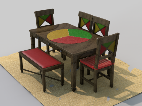 Rustic Dining Table alegro Modelo 3D