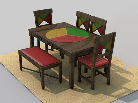 Rustic Dining Table alegro 3D Model
