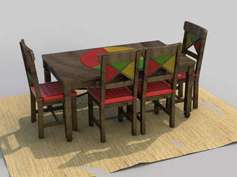 Rustic Dining Table alegro Modelo 3D