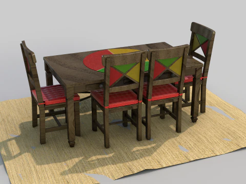 Rustic Dining Table alegro 3D Model
