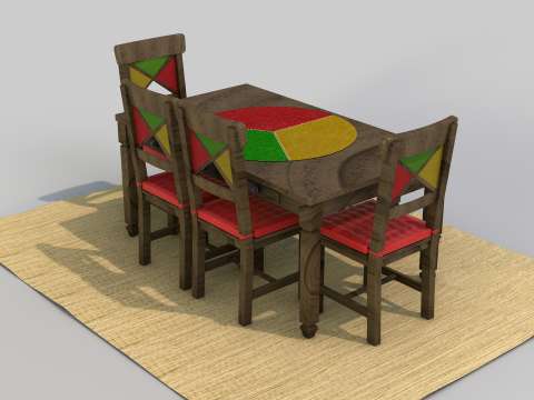 Rustic Dining Table alegro Modelo 3D