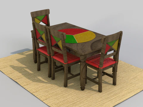 Rustic Dining Table alegro 3D Model