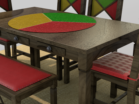 Rustic Dining Table alegro Modelo 3D
