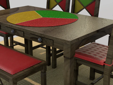 Rustic Dining Table alegro 3D Model