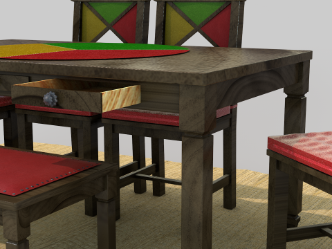 Rustic Dining Table alegro Modelo 3D