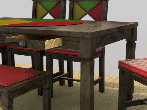 Rustic Dining Table alegro 3D Model