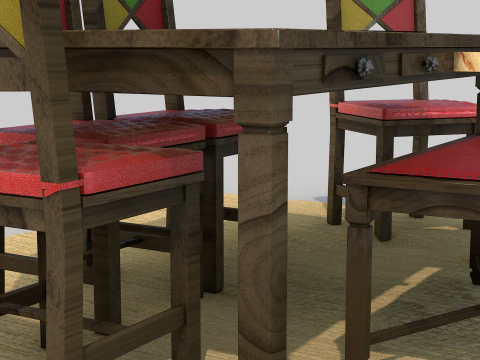 Rustic Dining Table alegro 3D Model