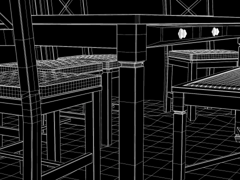 Rustic Dining Table alegro 3D Model