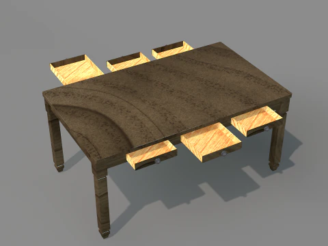 Rustic Dining Table alegro 3D Model