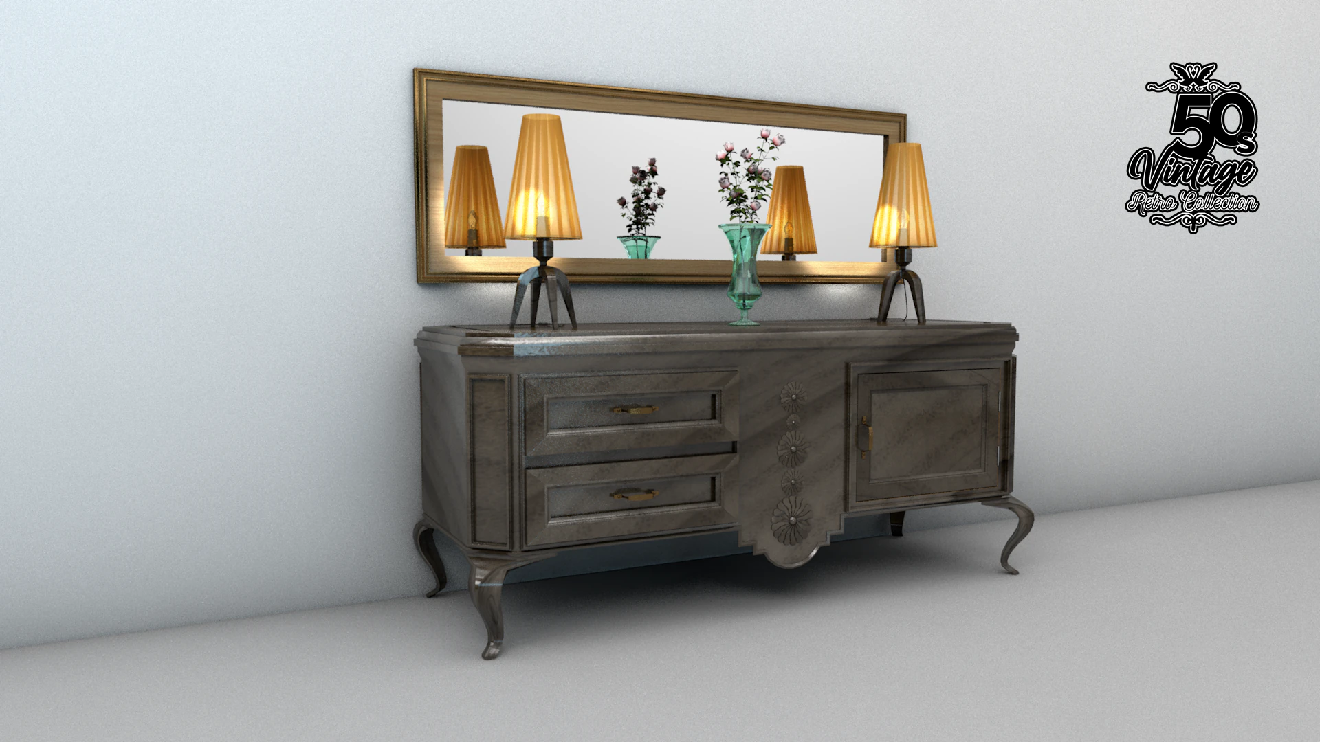 Balco de sala de jantar dos anos 50 3D Model .c4d .max .obj .3ds .fbx .stl .blend 