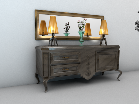 Balco de sala de jantar dos anos 50 3D Model