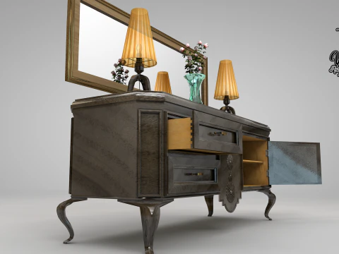 Balco de sala de jantar dos anos 50 3D Model