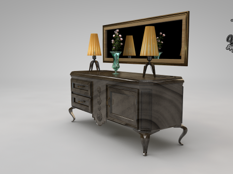 Balco de sala de jantar dos anos 50 3D Модель