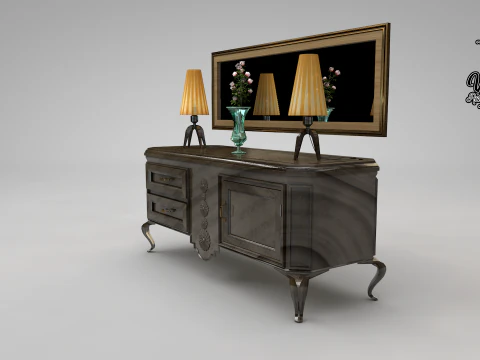 Balco de sala de jantar dos anos 50 3D Model