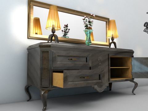 Balco de sala de jantar dos anos 50 3D Модель