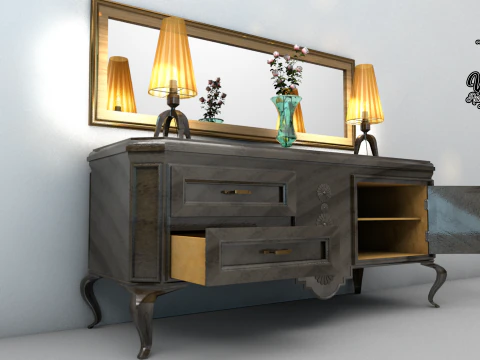Balco de sala de jantar dos anos 50 3D Model
