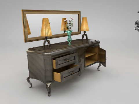 Balco de sala de jantar dos anos 50 3D Model