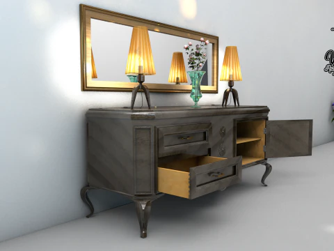 Balco de sala de jantar dos anos 50 3D Model