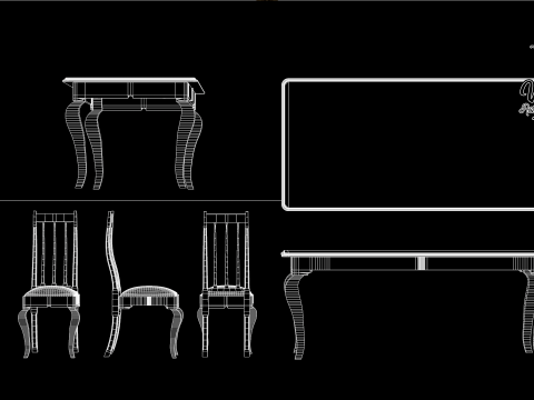 50s dining table 8 chairs 3D Model