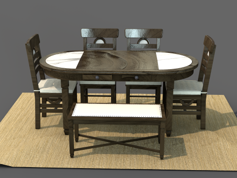 Mesa de Jantar Rstica Moon 3D Model