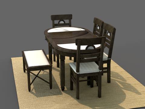 Mesa de Jantar Rstica Moon 3D Model