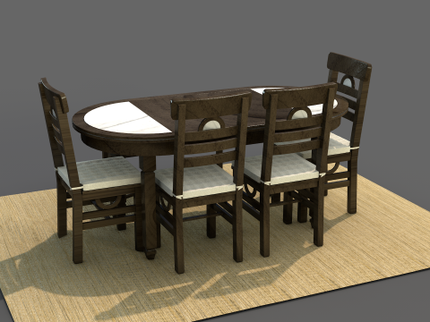 Mesa de Jantar Rstica Moon 3D Model