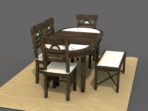 Mesa de Jantar Rstica Moon 3D Model