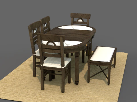 Mesa de Jantar Rstica Moon Modelo 3D