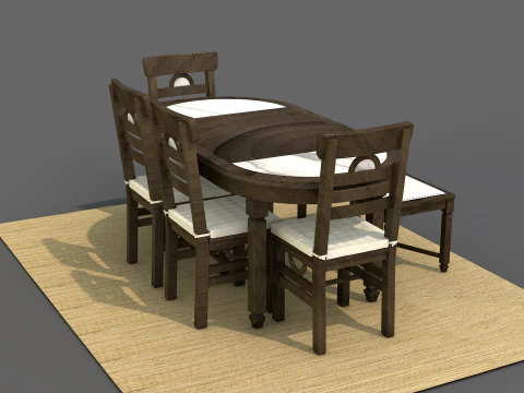 Mesa de Jantar Rstica Moon Modelo 3D