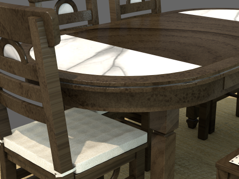 Mesa de Jantar Rstica Moon 3D Model