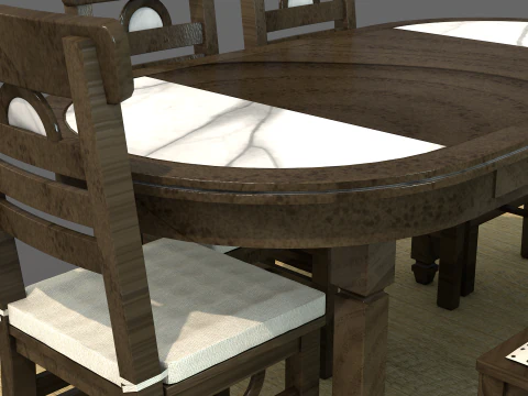 Mesa de Jantar Rstica Moon Modelo 3D