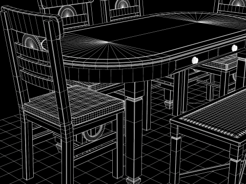 Mesa de Jantar Rstica Moon 3D Model