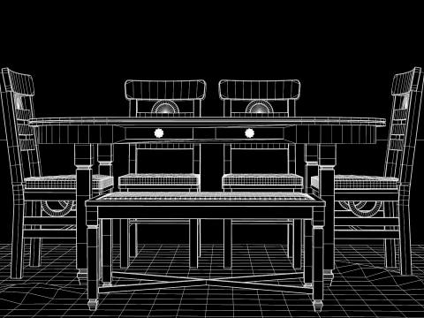 Mesa de Jantar Rstica Moon 3D Model