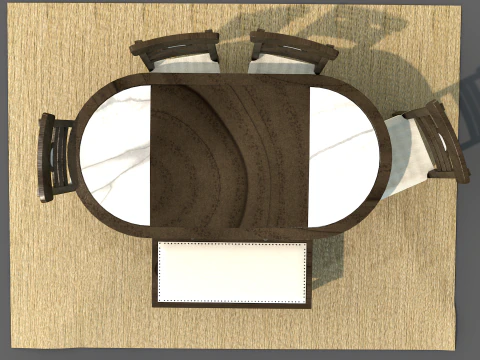 Mesa de Jantar Rstica Moon Modelo 3D