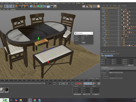 Mesa de Jantar Rstica Moon 3D Model