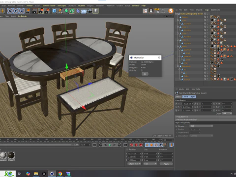 Mesa de Jantar Rstica Moon Modelo 3D