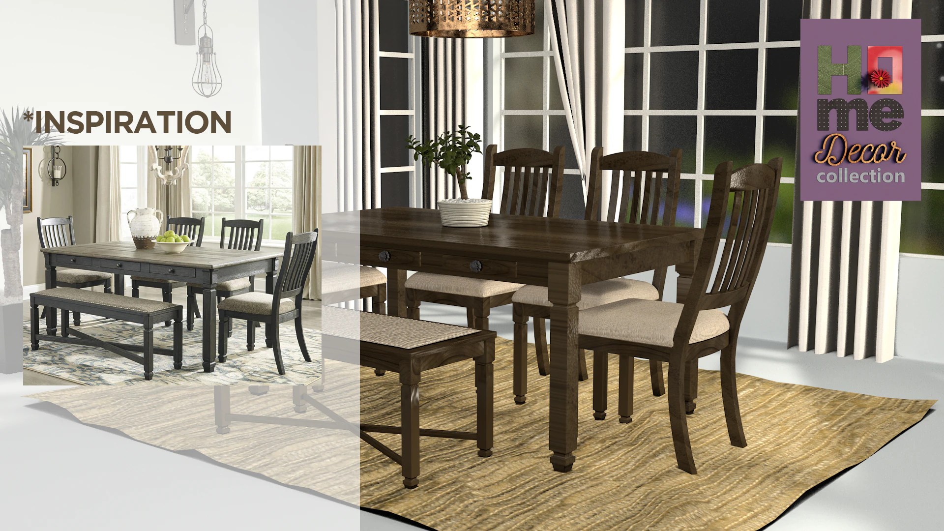 Mesa de jantar r&uacute;stica Modelo 3D .c4d .max .obj .3ds .fbx .stl .blend 