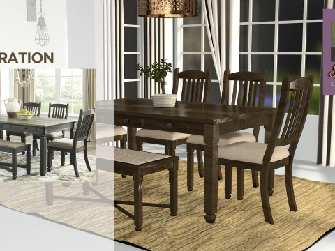 Mesa de jantar r&uacute;stica Modelo 3D