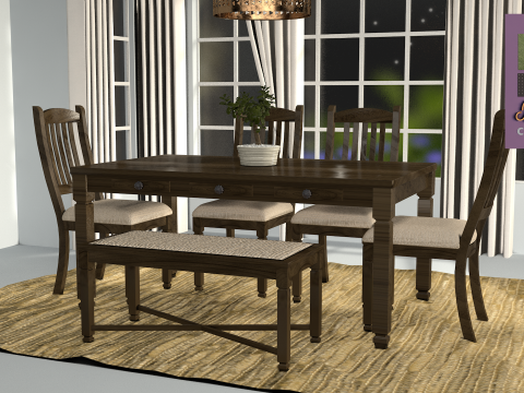 Mesa de jantar rstica 3D-Modell