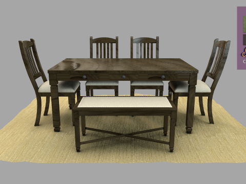 Mesa de jantar rstica 3D-Modell