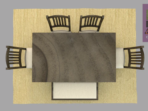 Mesa de jantar r&uacute;stica Modelo 3D